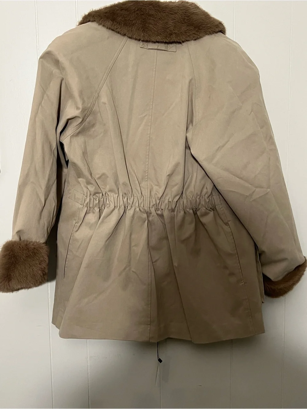 Helsa  The Balmoral Jacket With Faux Fur Trim in Khaki